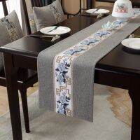 Chinese Style Table Runner Luxury Cotton Linen Jacquard Embroidered CoffeeTable Runners Decorative Bed Runner Table Flag Hotel