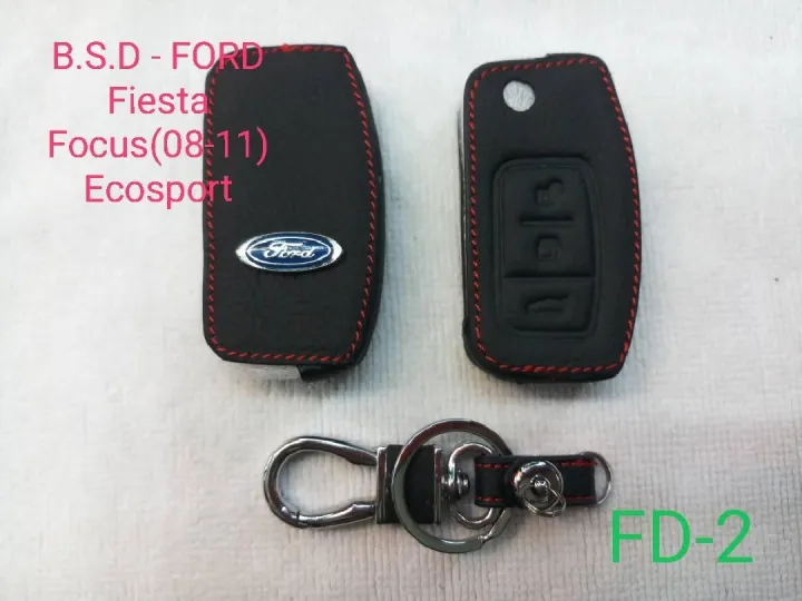 AD.ซองหนังสีดำใส่กุญแจรีโมทตรงรุ่น FORD Fiesta/Focus 08-11/Ecosport(FD2)