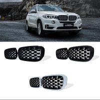 A Pair Car Front Bumper Kidney Grille Grill Diamond Meteor Style For BMW F15 F16 X5 X6 2014-2018 Auto Accessories