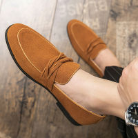 2022 Suede Loafers ผู้ชายรองเท้าแตะพู่รองเท้าแตะชาย Casual Flats รองเท้าผู้ชายรองเท้าหนังอิตาเลี่ยน Slip On รองเท้าขนาดใหญ่