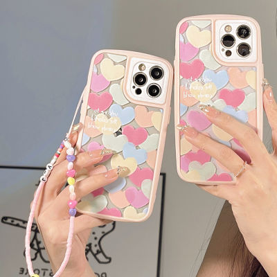 For 13 Graffiti Small Heart Phone Case For 12 11 Pro Max X XR XS Max High Transparency Oval Shell Soft TPU Cover