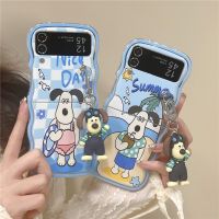 เคสโทรศัพท์จี้การ์ตูนรูปสุนัขน่ารักเคสสำหรับ Galaxy Z Flip 5 4 3 Z Flip3 Flip4 Zflip5 5G เคสป้องกันซิลิโคน Capa