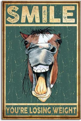 Vintage Horse Smile You are Losing Weight Funny Bathroom Decor Retro Metal Tin Sign Vintage Sign for Home Coffee Wall Decor