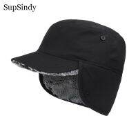 SupSindy Men Winter Bomber Hat Ushanka Warm Faux Rabbit Fur Waterproof Peaked Cap หมวกกันน็อคความร้อนสําหรับผู้หญิงหมวกสกีกลางแจ้ง