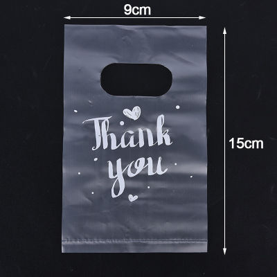 💖【Lowest price】MH 100pcs MINI thank you ถุงของขวัญพลาสติก Wedding Candy bags Shopping Carrier bags