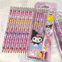 สีไม้ 12 สี ลายsanrio หัวยางลบ พร้อมกบเหลาจ้า