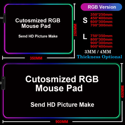 LED Light DIY Gaming Mouse Pad RGB Large Keyboard Cover Non-Slip Rubber Base Computer Carpet Desk Mat PC Game Mouse Pad