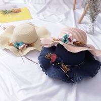 [SKIC]Fashion Summer Kids Girls Floral Design Beach Straw Hats Child Flat Cap