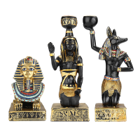 เรซิ่นรูปแกะสลักเชิงเทียนย้อนยุคอียิปต์โบราณเทพธิดาสฟิงซ์ Anubis รูปร่างเชิงเทียนงานฝีมือเครื่องประดับตกแต่งบ้าน