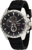 Seiko Mens Stainless Steel Japanese-Quartz Dress Watch with Silicone Strap, Black, 20 (Model: SSB325)