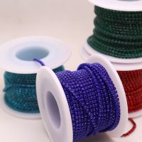 【CW】 2mm una riga colorato rosso catena di strass base con artiglio cuce sul rhinestone assetto cristallo chiaro vestito decorazione