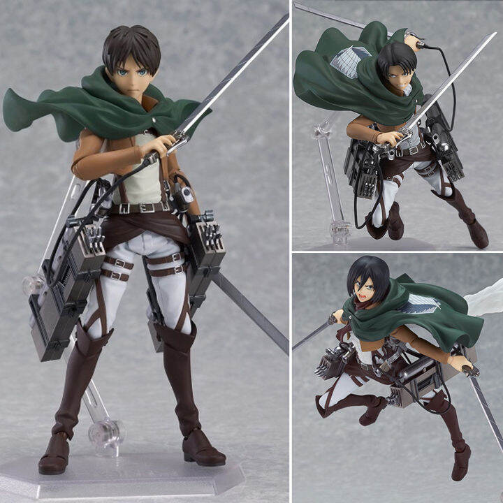 Attack On Titan 14cm Eren Mikasa Action Figure high quality Display