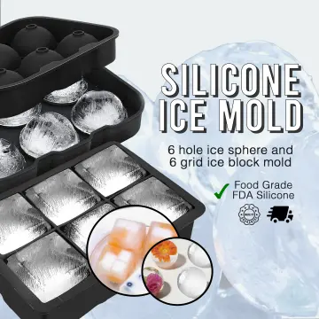 2pcs Silicone Ice Tray With Lid, 6-grid Soft Bottom Ice Cube Mold