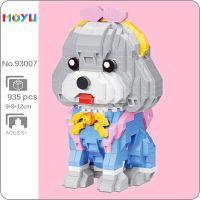 Moyu 93007 Animal World Teddy Poodle Dog Bow Schoolgirl Pet Doll DIY Mini Diamond Blocks Bricks Building Toy for Children no Box