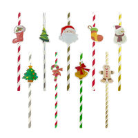 Pastry Decoration Festive Tableware Disposable Paper Straws Christmas Decoration Supplies Xmas Paper Straws