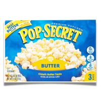 Pop Secret Microwave Popcorn - Butter ป๊อปซีเคร็ต เมล็ดข้าวโพดดิบรสเนยสำหรับไมโครเวฟ 272 กรัม (90.7 กรัม x 3 ถุง) snack ,ป๊อปคอร์นไมโครเวฟ ,ขนมทานเล่น