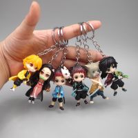 6pcs Anime Demon Blade Keychain Anime Kimetsu No Yaiba Figure Tanjirou Nezuko Action Figure Demon Slayer Figurine Toy Key Chain