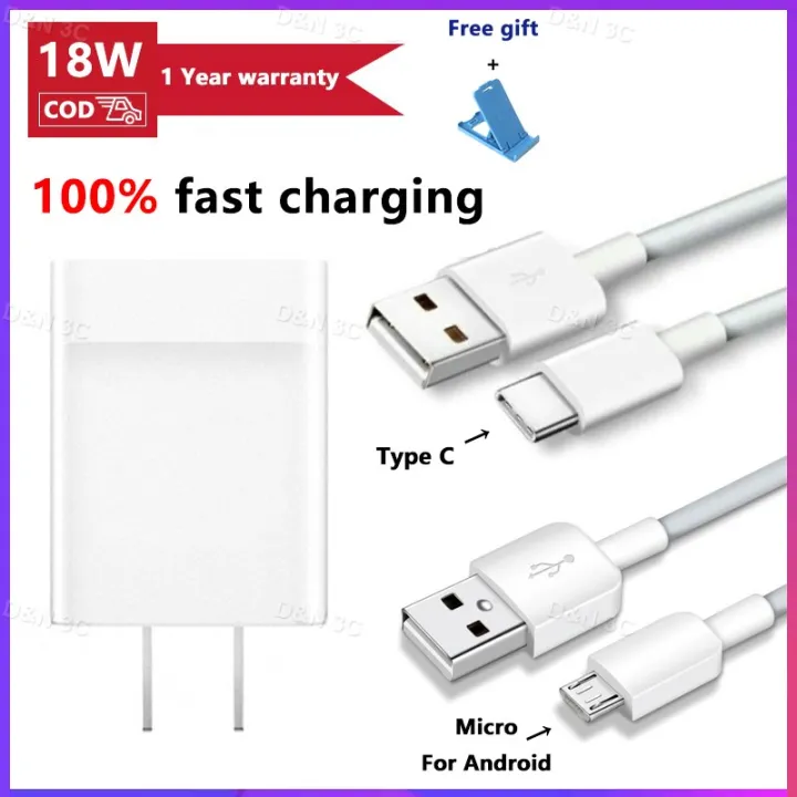 18W Fast Charger 2.4A-5V Micro and Type C Android USB Cable For Huawei ...