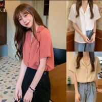 เสื้อเชิ้ต ?พร้อมส่ง สไตล์มินิมอล เสื้อคอปก ?สีพื้น&amp;ลายดอท ดูดีใส่สบาย