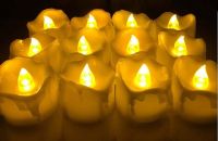 16pclot Yellow Flicker Wax Droped Cheap Candles Tear Drop Tea Light Flameless Candle Battery Operated Pillar Electronic Candle