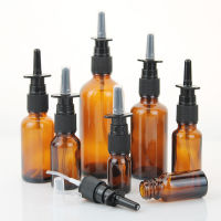 10Pcs 5Ml 10Ml 15Ml 20Ml 30Ml 50Ml 100Ml Amber Nasal Spray Bottle Glass With Fine Nose Mist Sprayer Press Spray Head