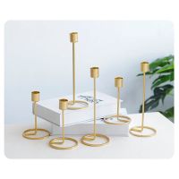 BISTFACTORY European style Modern Iron Candle Holder Candlestick Metal Golden Wedding decoration Candela