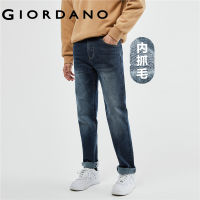 GIORDANO Men Jeans Mid Rise Fleece-Lined Warm Denim Jeans Classic Five-Pocket Quality Fashion Casual Denim Pants 18113919