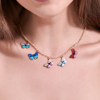 Ins Colorful Fantasy Butterfly Necklace Female Retro Choker Clavicle Chain