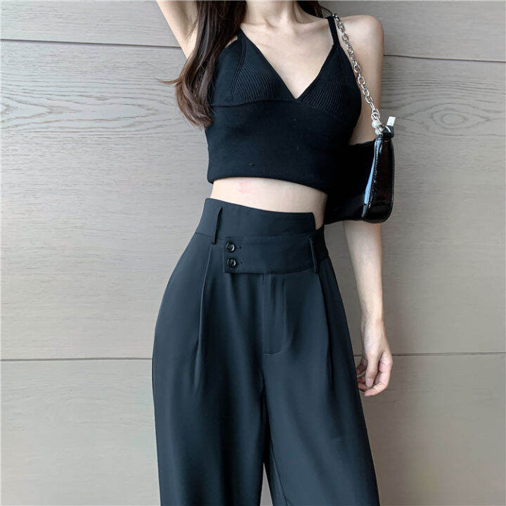 saferido Casual Ice Silk Mopping Pants Mens Four Seasons Fashion Sports Trousers Thin Solid Color Loose Straight Wide Leg Pants Oversize