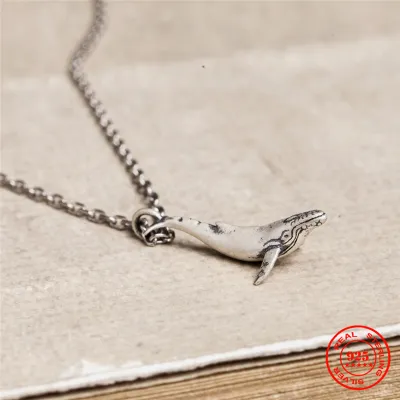 MKENDN Ocean Style 100 925 Sterling Silver 52HZ Whale Pendant Necklace For Men Women Love Jewelry Gift