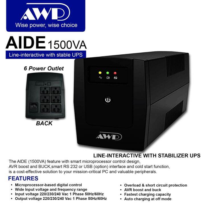 AWP 1500VA PRO LCD UPS Uninterruptible Power Supply | Lazada PH