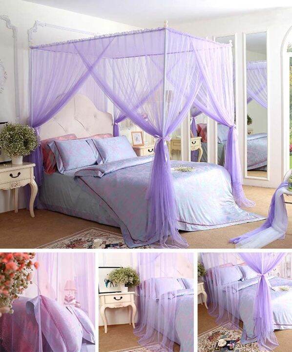4 Corner Bed Canopy Curtain Boutique Mosquito Net Bed Frame Draperies
