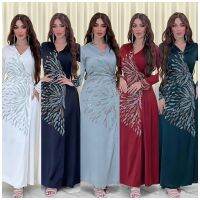 ชุดแฟชั่น XQY500177สว่าน Abaya ชุดราตรีผ้าซาตินดูไบเสื้อคลุมอาหรับคาร์ดิแกน