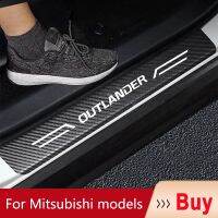 Scuff Plate Carbon Fiber Car Door Threshold Pedal Stickers For Mitsubishi ASX Colt Competition Delica Eclipse EK Evolution Fuso