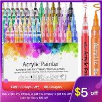 Acrylic Markers  Acrylic Paint Pen Premium Paint Pens Water Based Extra Fine and Medium Tip  Paint Art Markers Set Art SuppliesHighlighters  Markers