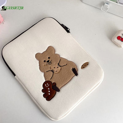 กระเป๋าแท็บเล็ตลายการ์ตูนหมีกระเป๋าแล็ปท็อปปักลายกระเป๋าแล็ปท็อปน่ารักสำหรับพื้นผิวสำหรับ iPad Pro โปร