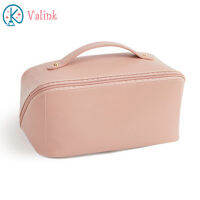 Valink Tas Kosmetik หนัง PU ขนาดใหญ่ที่มีหลายช่องและจัดการกระเป๋าเก็บของแต่งหน้ามืออาชีพสำหรับการเดินทางการเดินทางธุรกิจ