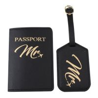 066F 4pcs Mr Mrs Passport Cover with Luggage Tags Holder Case Organizer ID Card Travel Protector Organizer