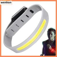 WENKEN USB ชาร์จได้ ไฟ LED ปลอกแขน สายพานนิรภัย เตือนแขนขา สายรัดข้อมือไฟขี่จักรยาน คุณภาพที่เหมาะสม กันน้ำกันน้ำได้ ไฟกระพริบมีไฟ การปั่นจักรยาน