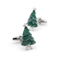 Men 39;s Christmas Tree Cufflinks Quality Brass Material Green Color X-mas Design Cuff Links Wholesale amp; Retail