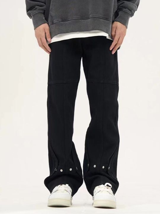 n-กางเกงยีนส์แนวสตรีทกางเกงยีนส์ขาสั้นสำหรับผู้ชาย-กางเกงยีนส์สีขาวทรงตรงทรงหลวม-y2k-กางเกงยีนส์สีดำสวย