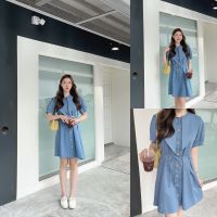 SLYQ COCOA OVERSIZED COLLAR COTTON DRESS เดรสแขนสั้นกระดุมหน้าแต่งปก ผ้าคอตตอน