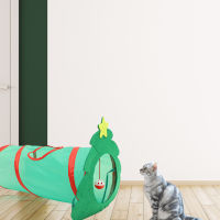 RUDMALL Pet Cat Tunnel Toy Kitten Tunnel Plaything ของเล่นแบบโต้ตอบสัตว์เลี้ยง Xmas Tree Shape Tunnel Toy