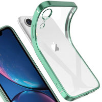 iPhone XR Case, WindCase Lightweight Transparent Crystal Soft Gel TPU Square Plating Bumper Protective Case Cover for iPhone XR