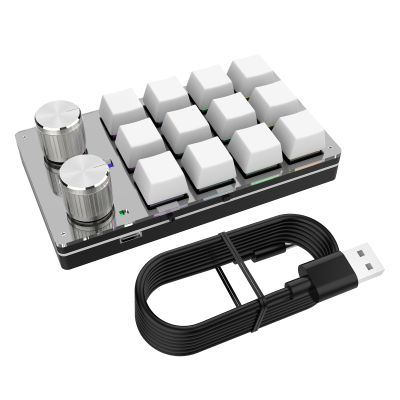 Macro Custom Gaming Keyboard 12สำหรับ Key + 2 Knob Programmable Hotswap One-Handed Mechanical Keypad สำหรับ PS Drawing Workin