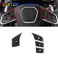 Carbon Fiber Car Styling Steering Wheel Model Button Sticker Trim Cover Fit For Chevrolet Corvette C8 2020-2023 Auto Accessories