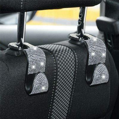 1/2Pcs Car Seat Headrest Hook Car Seat Back Organizers Rhinestone Car Headrest Bag Hanger Universal Auto Back Seat Storage Hooks