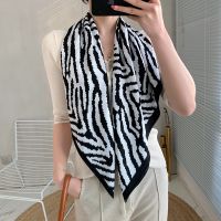 Spring and Summer New Silk 90 Twill Square Scarf Korean Version All-match Zebra Print Silk Scarf