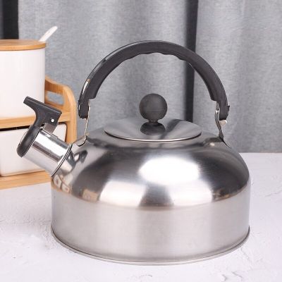 💗คลังสินค้าพร้อม💗กาน้ำส้นแบนสแตนเลสกาน้ำส่งเสียง2/3/4L กาน้ำชาเครื่องครัวสำหรับเตาทำอาหารแบบเหนี่ยวนำแก๊ส