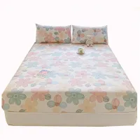 100% Cotton Fitted Sheet With Elastic Band Soft Flower Printed Adult Kids Bed Sheet Cover + 2pc Pillowcase Full Queen Size B99